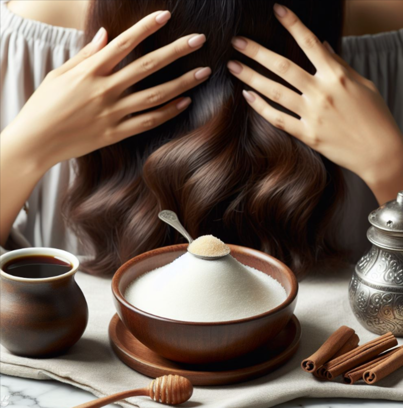 Café y azúcar para el crecimiento del cabello