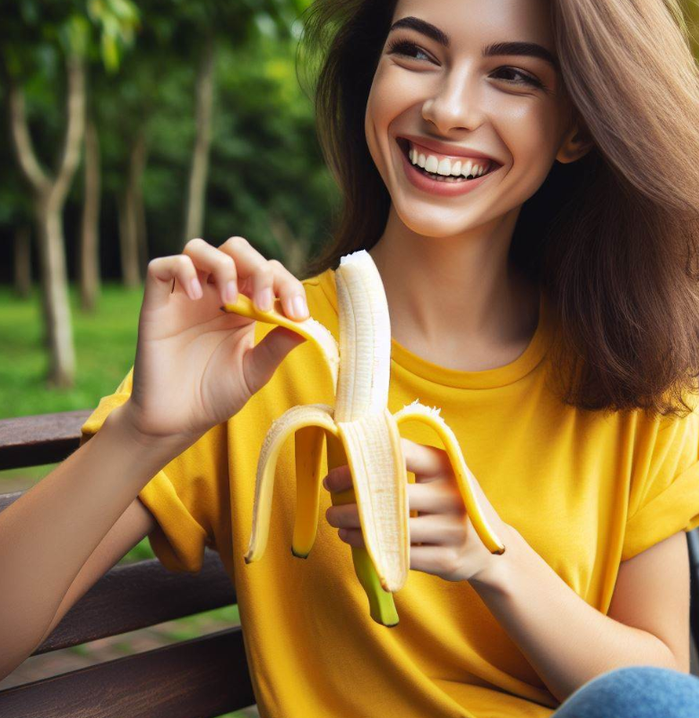 Persona comiendo plátano maduro