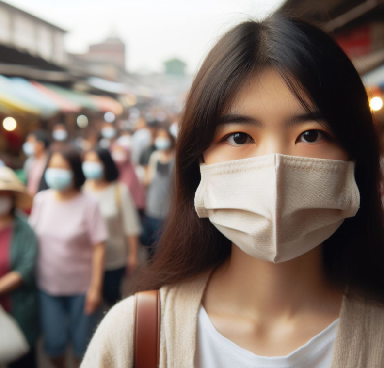 Mujer con mascarilla protectora ante inminente pandemia
