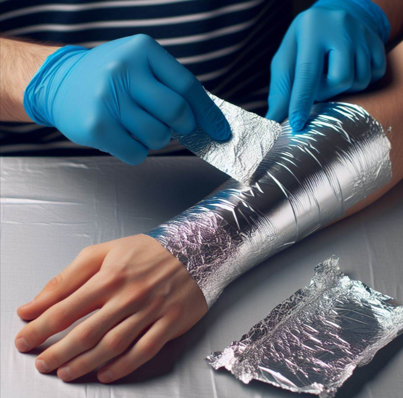 Colocar Papel de aluminio en el brazo