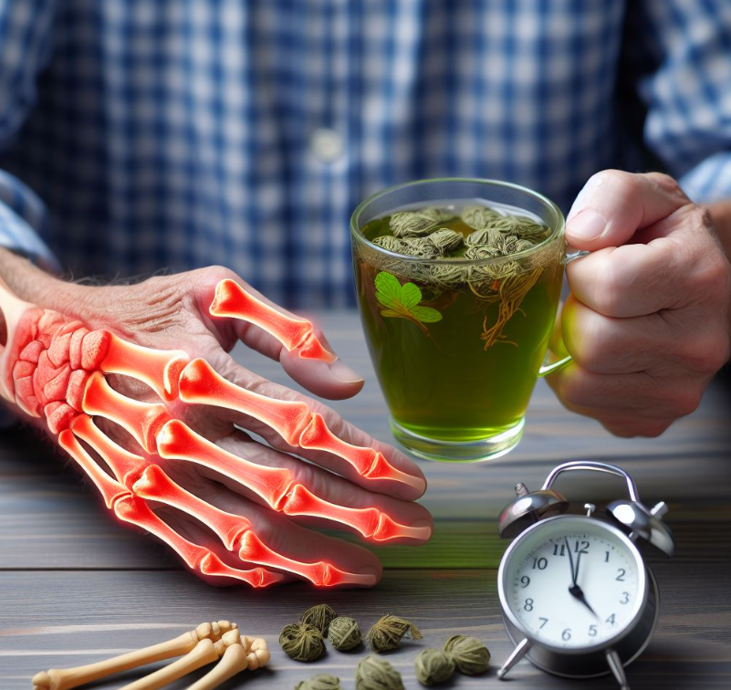 Persona con artritis tomando Té verde