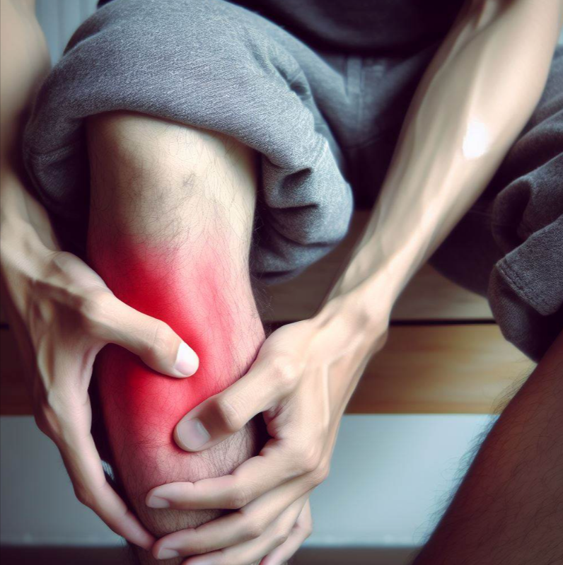 Persona que tiene una pierna con color pálido y síntomas de dolor intenso por tener los vasos sanguíneos obstruidos en la pierna